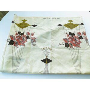 Vintage Mid Century 60s fabric, curtain material, geometric & floral, per yard